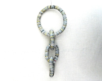 Vintage Bottle Cap Chain Sculpture, 4 Links, Southern Tramp Folk Art, Outsider Home Décor