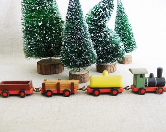 Vintage Miniature Wooden Train Germany Christmas Village and Nursery Decor