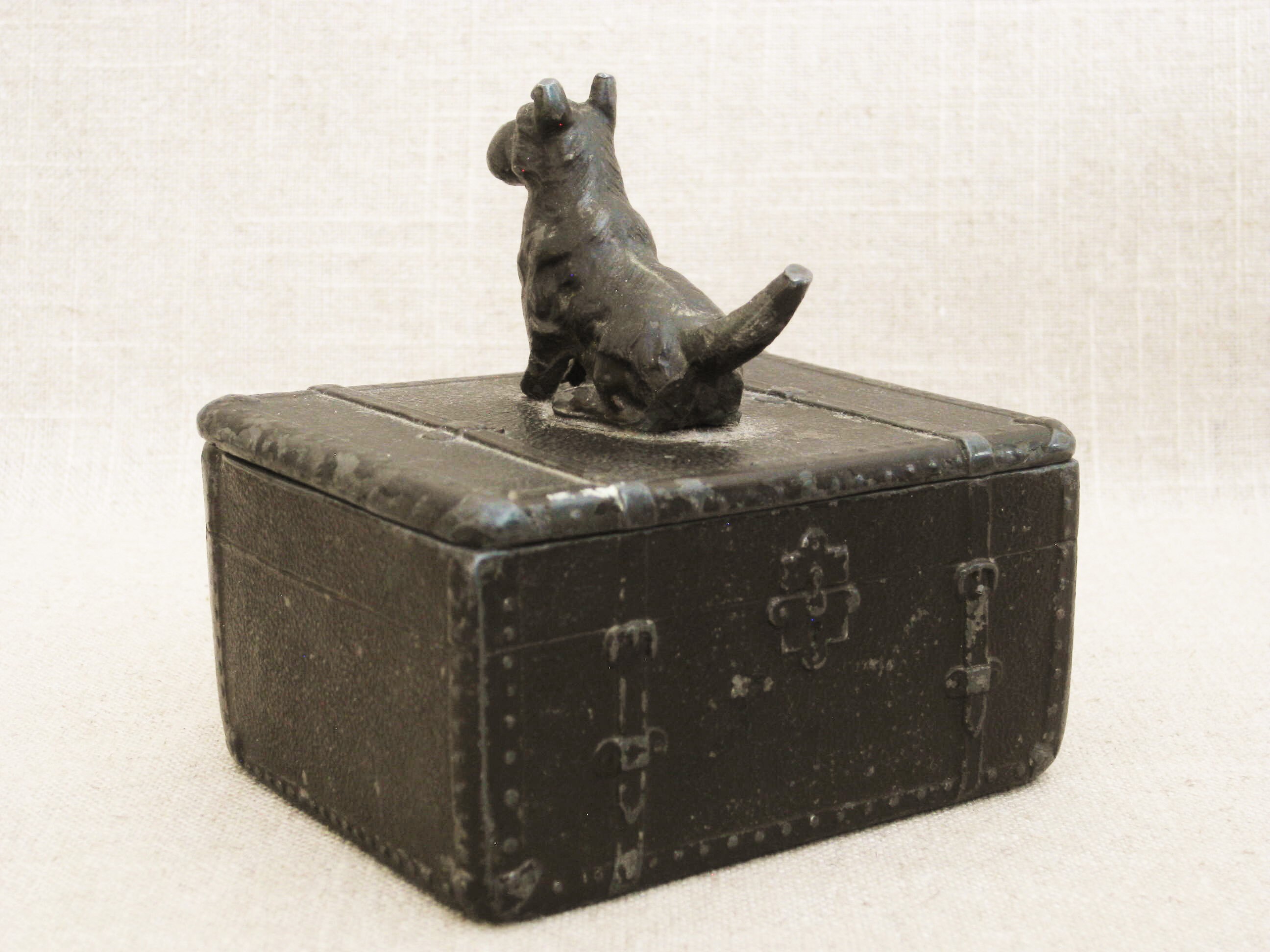 Vintage Dog Trinket Box, Terrier Vanity Storage and Organization, Cast
