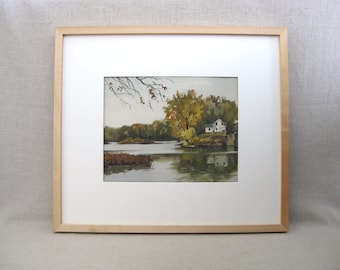 Vintage Watercolor Landscape Painting, Original Framed Chester Bratten
