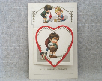 Antique Valentines Day Postcard with Flip Front Germany 1900s Rare in Original Envelope Gift of Love