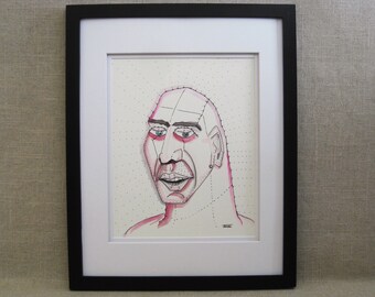 Contemporary Framed Male Portrait Watercolor Painting, Original Masculine Wall Art Housewarming Gift