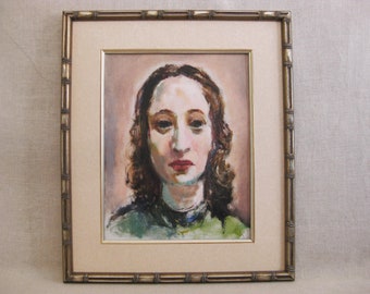 Vintage Female Portrait Painting Sidney Laufman Framed Original Fine Art