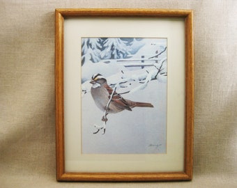 Vintage Bird Watercolor Fine Art Print Framed Nature Art Wildlife Wall Décor