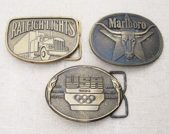 Vintage Belt Buckle Collection, Metal Novelty Fashion Accessories