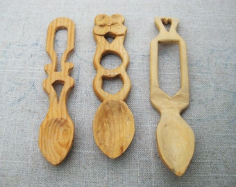 Vintage Loving Spoon Wooden Folk Art Hand Carved Heart Design Wedding and Gifts of Love
