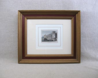 Vintage Engraving Architectural Hand Colored Framed Antique Wall Art Tallis 1851 Housewarming Gift