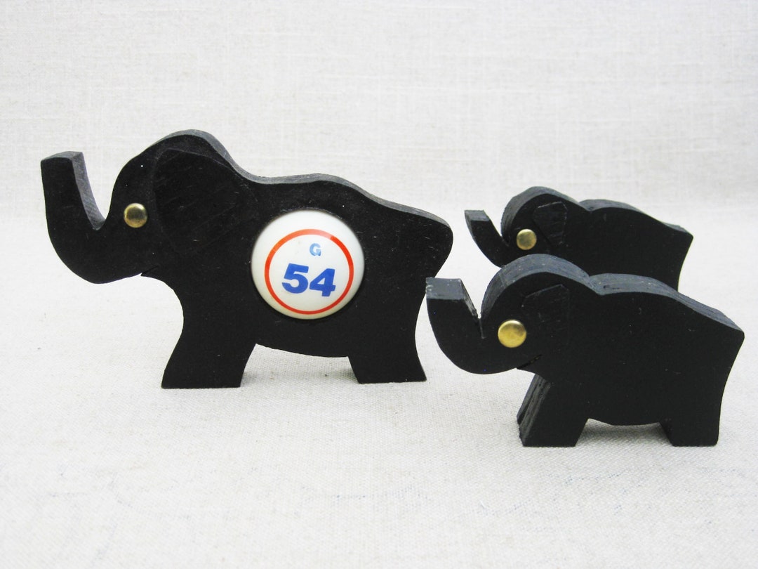 Vintage Elephant Bingo Good Luck Charms, Folk Art Animals Etsy