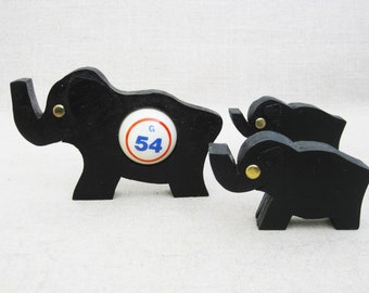 Vintage Elephant Bingo Good Luck Charms, Folk Art Animals