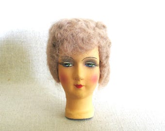 Vintage Paper Mache Doll Head, Female Boudoir Style Figures