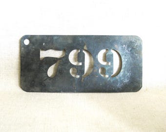 Vintage Brass Number Stencil 799 Home Décor Address or Mixed Media Assemblage Art Supplies Crafty Gifts