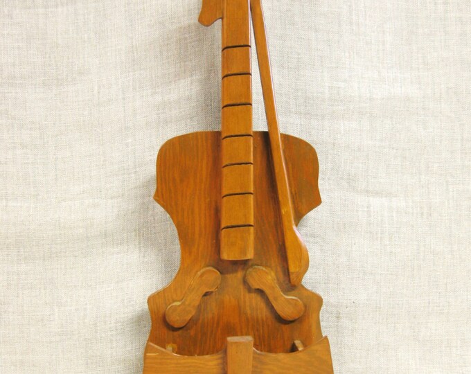 Folk Art Violin Wall Hanging Planter Letter Holder Stash Box Handmade
