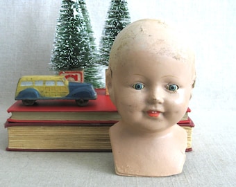 Vintage Composite Doll Head with Shoulder Yoke Female Doll Parts and Supplies Gift for Her