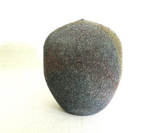 Vintage Studio Pottery Raku Bud Vase, Small Clay Fine Art Ceramics Vessel