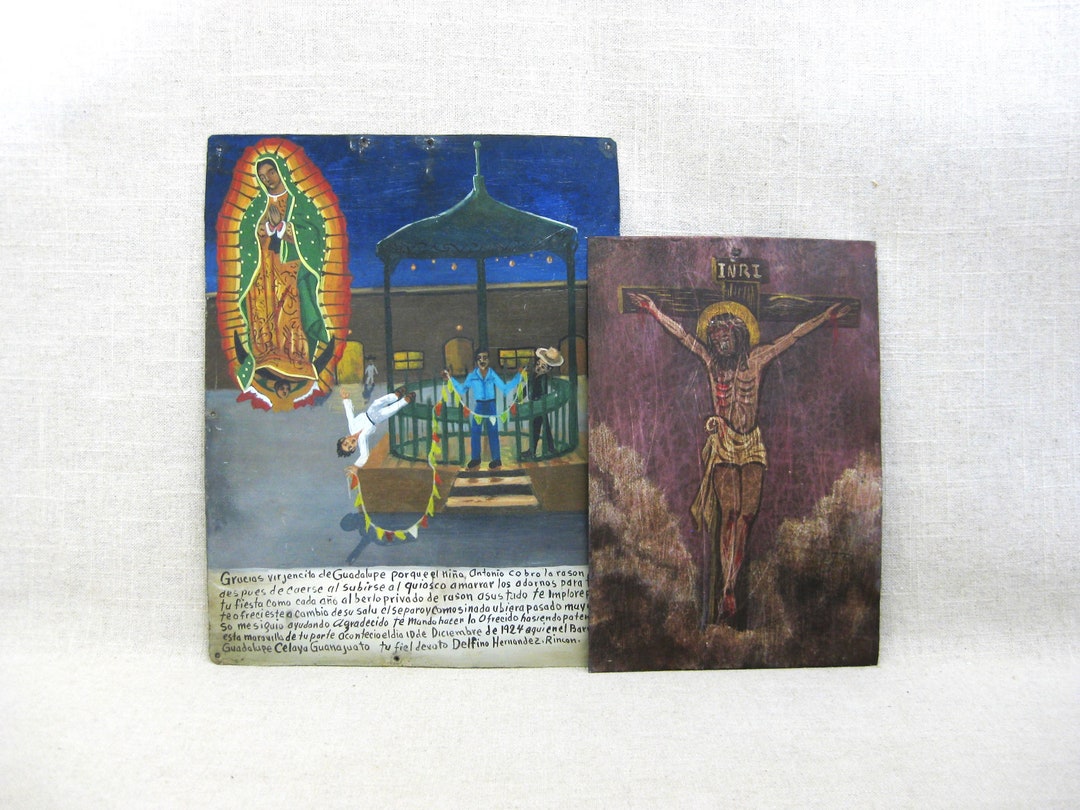 Mexican Folk Art Painting Retablos, Vintage Religious Wall Art Home ...
