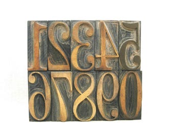 Vintage Letterpress Wood Block Numbers 0 - 9,  3 Inch Full SET Printing Assemblage and Mixed Media Supplies