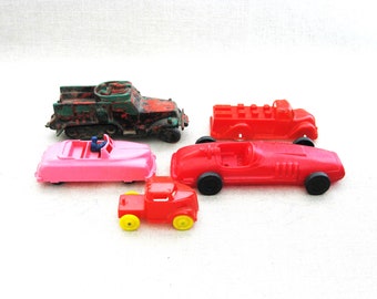 Vintage Toy Car Collection of Plastic Miniature Vehicles Man Cave and Holiday Décor