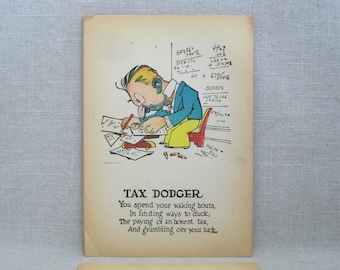 Penny Dreadful Vinegar Valentines Day Card 1930s Tax Dodger Humorous Mean Holiday Greeting Antique Print