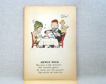 Vintage Penny Dreadful Vinegar Valentines Day Card 1930s, Newly Rich Humorous Mean Holiday Greeting