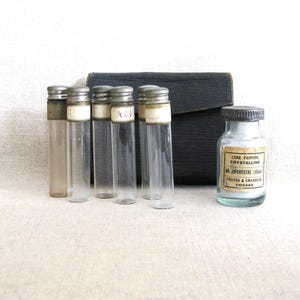 Apothecary Vial Collection in Traveling Case, Antique Medical Collectibles