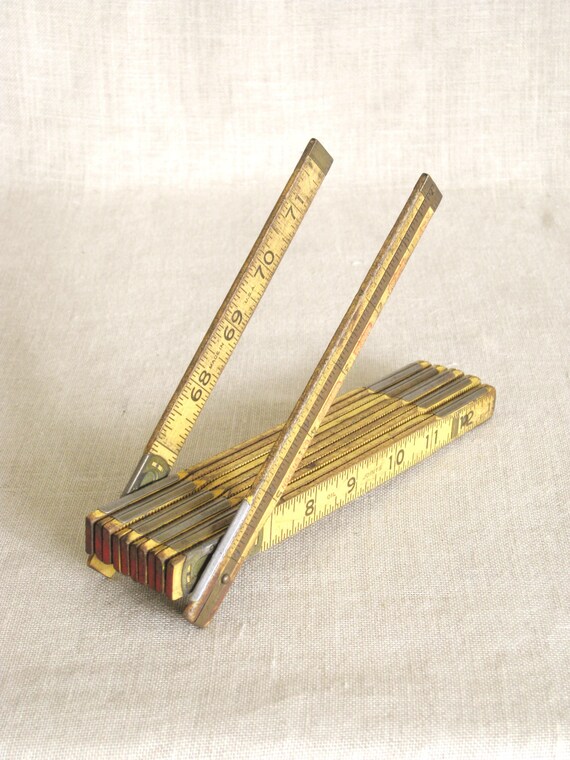 Vintage Lufkin Wooden Folding Ruler Measuring Device Yard 50