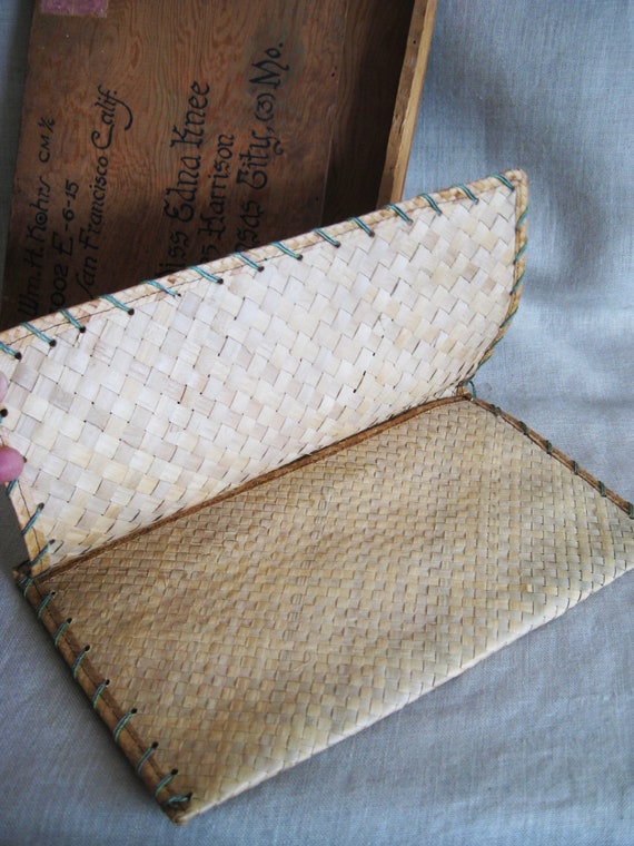 Vintage Clutch Woven Palm Ladies Handbag, Hand Pa… - image 5