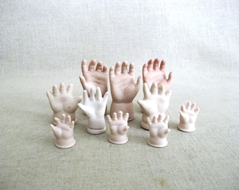 Vintage Collection of 10 Doll Hands, Repair Parts and Decorative Décor