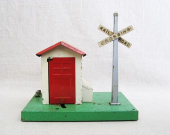 Vintage Miniature Train House Lionel No 45 Christmas Village and Holiday Décor Gateman Crossing Shack