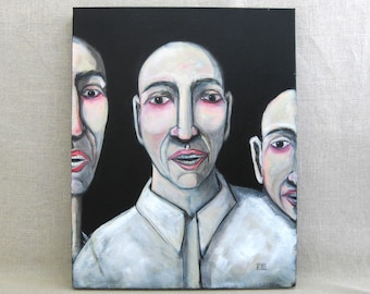 Contemporary Male Portrait Painting Group of Men Original Wall Art Masculine Home Décor Housewarming Gift