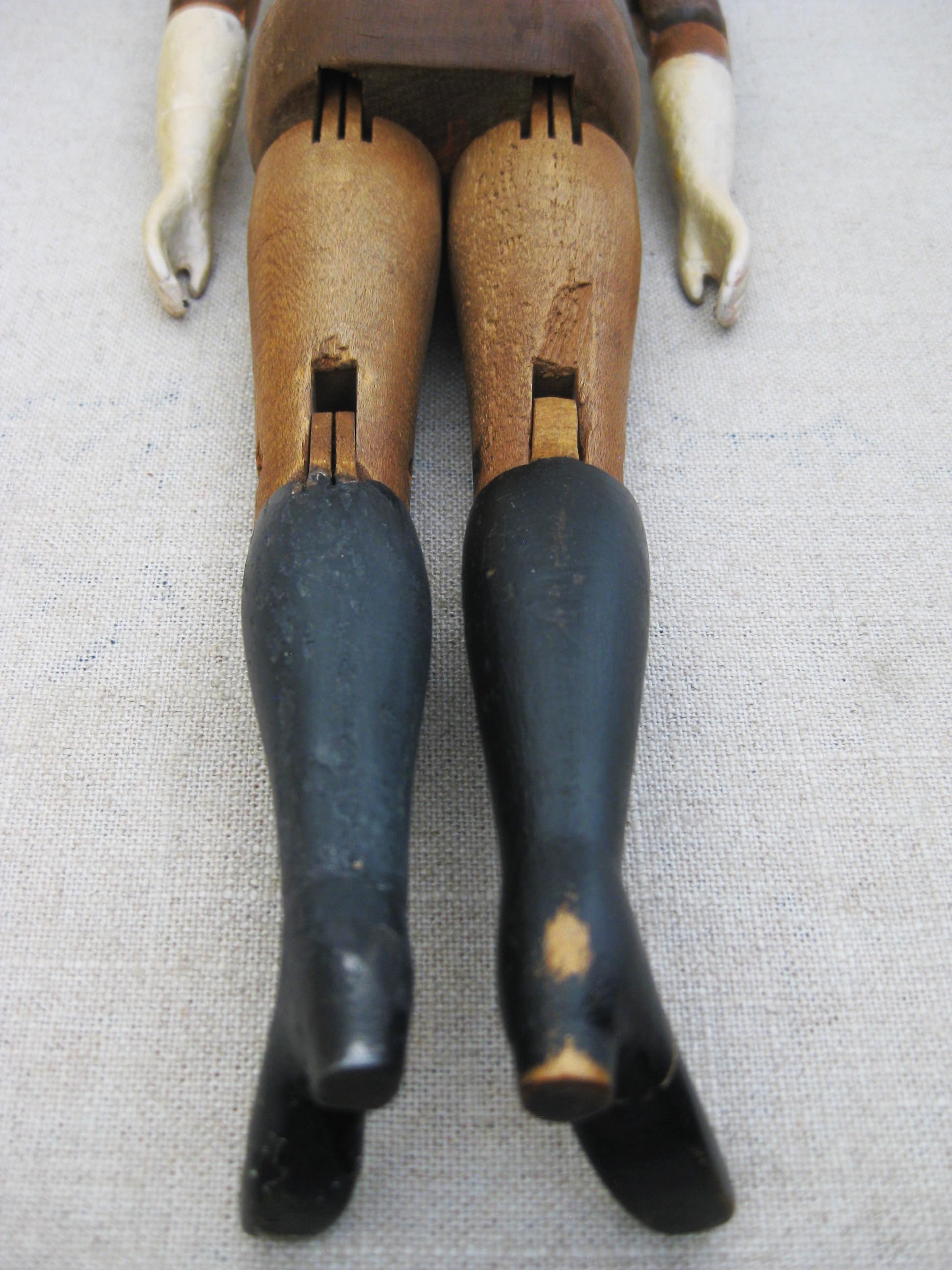 Vintage Wooden Jointed Doll, Antique Joel Ellis 19th Century Female Figure