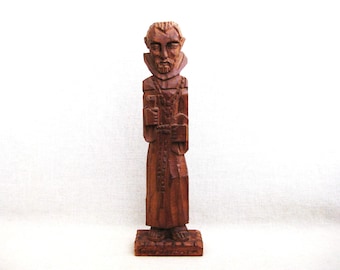 Vintage Folk Art Carved Wooden Santo Sculpture Religious Statue Latin American Carvings Rustic Cabin Décor
