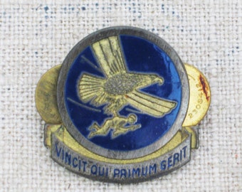 Vintage Military Pin Le Velle Sterling AAF Troop Carrier Command Enameled Brass Eagle Design