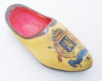 Vintage Clog, Wood Style Shoe, Hand Painted, European Souvenir