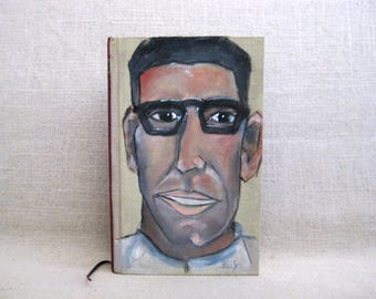 Altered Book, Male Portrait Painting Vintage Novels and Essays by Frank Norris