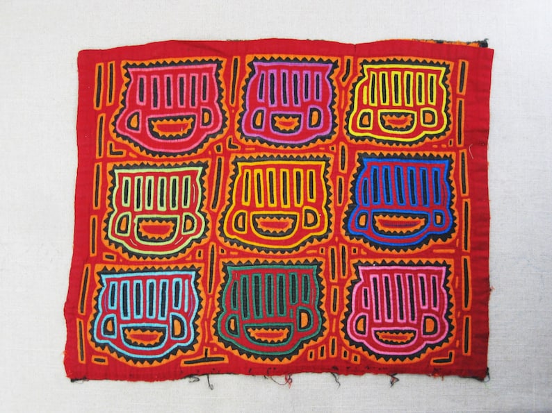 Vintage Mola, Folk Art Textiles from South American, Cuna, Panama, Wall Décor, Clothing Embellishments image 4