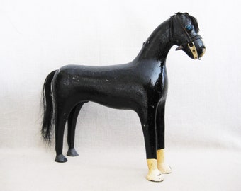 Folk Art Horse Sculpture Wood Carving Primitive Equestrian Rustic Cabin Décor