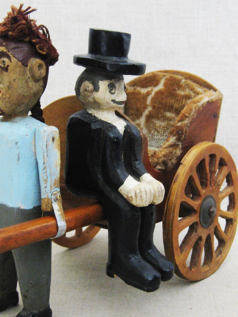 Folk Art Figural Sculpture, Vintage Male Portrait, Rustic Wood Carvings