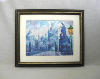 European Landscape Painting, Framed Original Urban Scene, Vintage Aleksey Artamonov Wall Art Home Décor