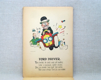 Antique Vinegar Valentines Day Card 1930s Original, Bad Driver Humorous Mean Holiday Greeting