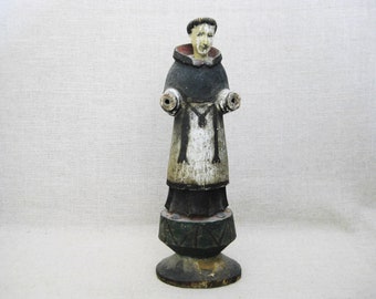 RESERVED - Folk Art Santos Religious Carved Wood Statue, Saint Francis Assisi, 19th Century Mexican Latin America