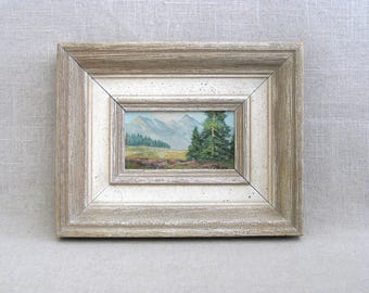 Mountain Landscape Oil Painting, Original Framed Woodland Wall Art, Small Hostess Gift Sized Art