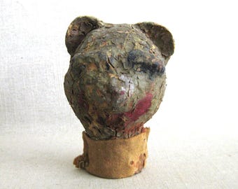 Vintage Doll Head, Hand Puppet Primitive Folk Art Toys, Naïve Outsider Odd and Unusual