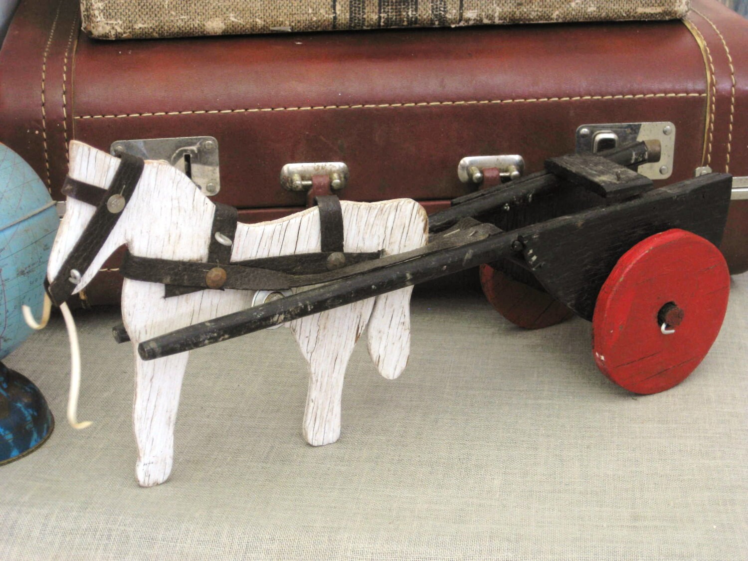 Vintage Primitive Wooden Folk Art Horse and Carriage Toy Etsy