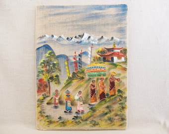 Vintage Embroidered Wall Hanging, Asian Decor