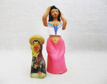 Vintage Female Portrait Sculpture Mexican Ceramic Folk Art Figures Latin American Collectibles