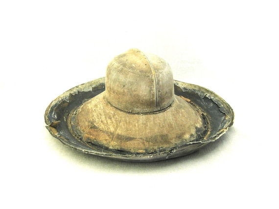 Vintage Millinery Hat Mold, Vulcanized Rubber Block Form, Antique Industrial Rustic Décor