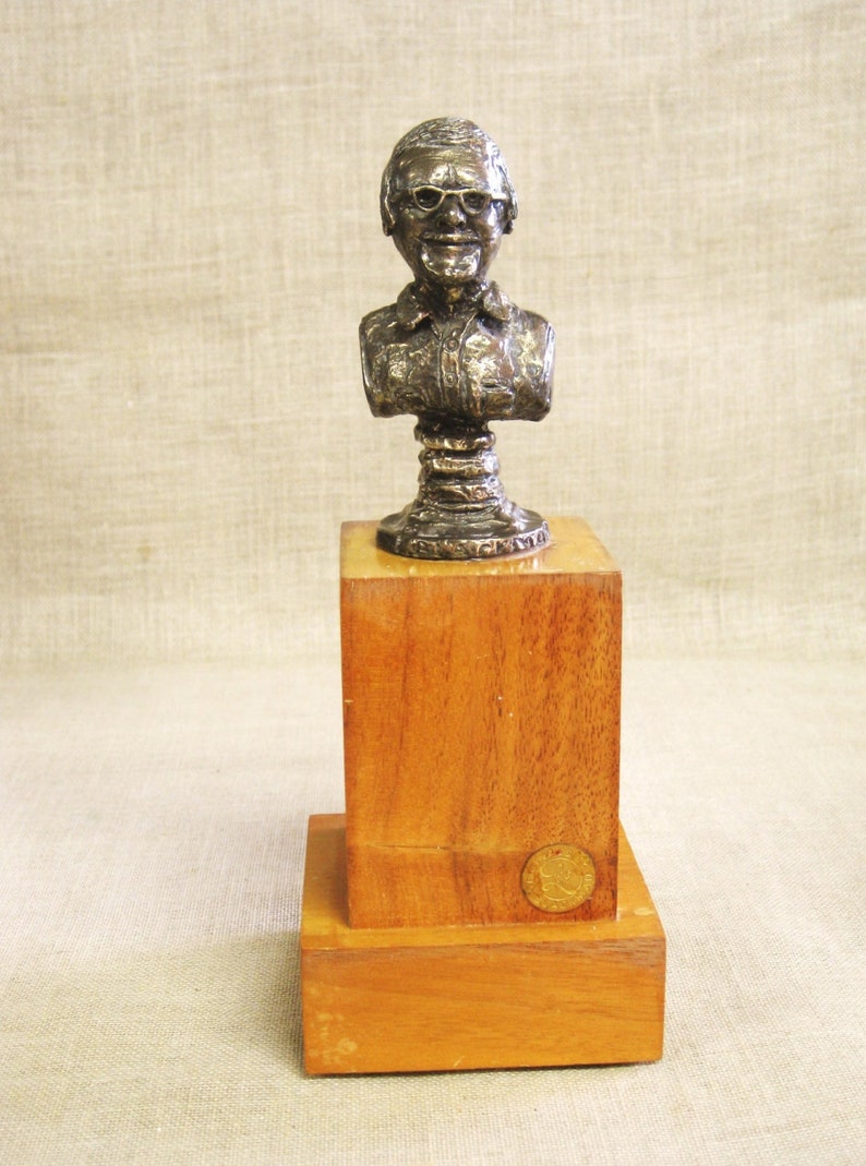 Vintage Male Portrait Bust Sculpture by Leo Blackman Bronze Statue Mid-Century Original Fine Art image 1