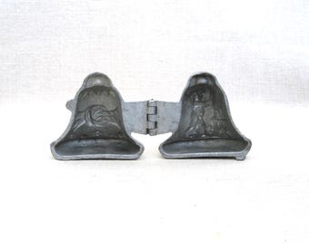 Vintage Pewter Ice Cream Mold, Valentines Bell, Cupid Male Figure