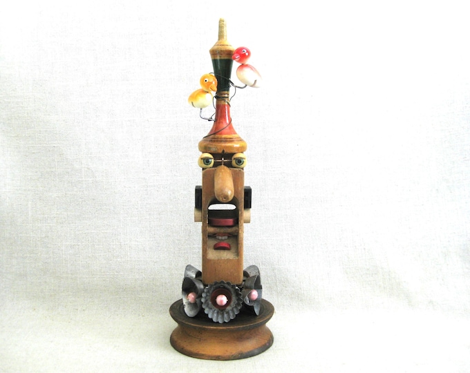 Featured listing image: Folk Art Female Bust Assemblage Sculpture, Bird Watcher Ornithology