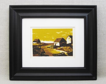 Vintage Landscape John Mosiman Serigraph Fine Art Print Framed Signed Illinois Artist